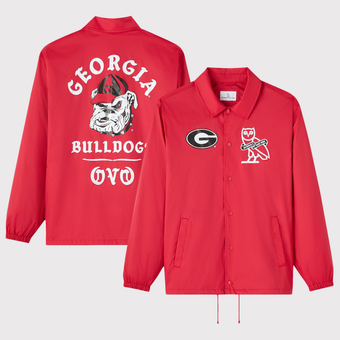 Men's OVO Red Georgia Bulldogs Full-Snap Coaches Jacket