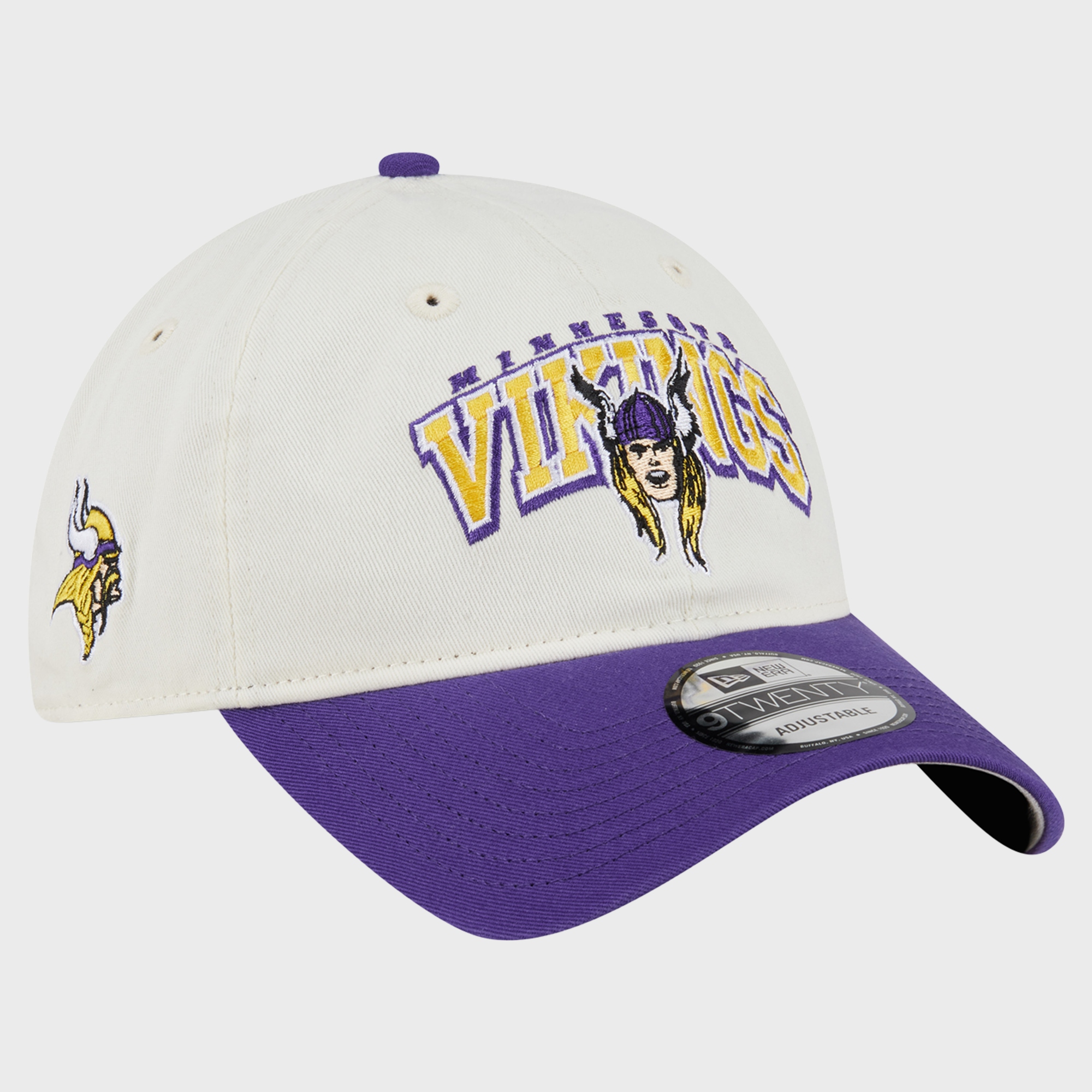 Men's Disney x New Era Cream/Purple Minnesota Vikings 9TWENTY Adjustable Hat