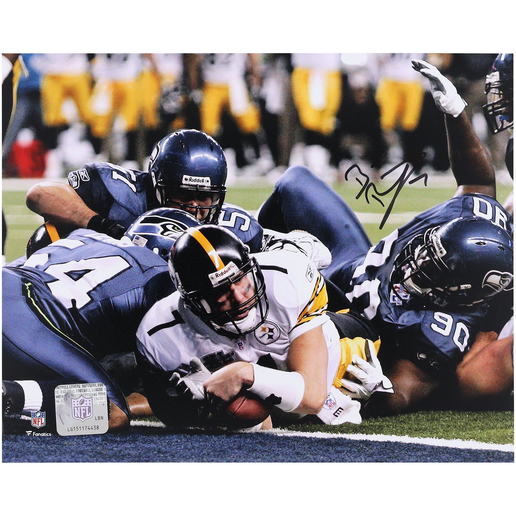 Ben Roethlisberger Pittsburgh Steelers Autographed 8" x 10" Super Bowl XL Touchdown vs. Seattle Seahawks Photograph