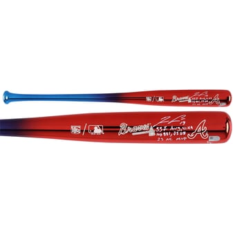 Ronald Acuna Jr. Atlanta Braves Autographed Big Time Bats Chrome Bat with Multiple Inscriptions - Limited Edition of 5