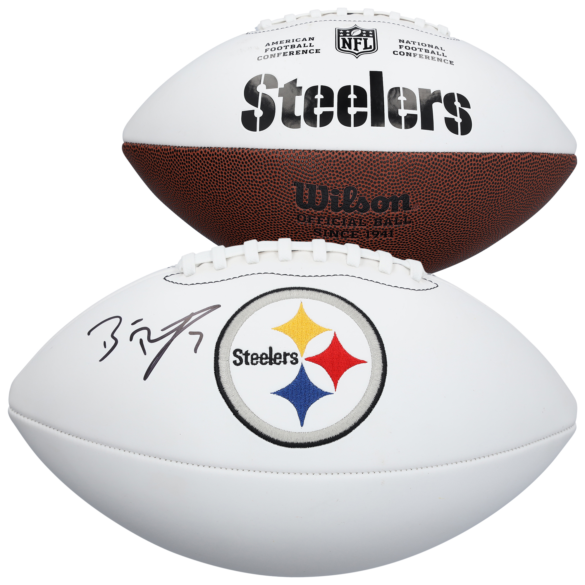Ben Roethlisberger Pittsburgh Steelers Autographed Wilson White Panel Football
