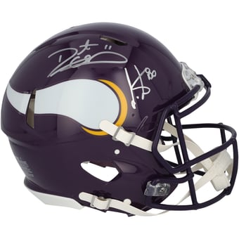 Cris Carter & Daunte Culpepper Minnesota Vikings Autographed Riddell 1983-2001 Throwback Speed Authentic Helmet