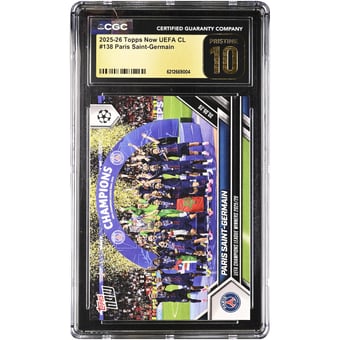 Paris Saint-Germain 2025-26 Topps Now UEFA CL UEFA Champions League Winners 2025/26 #138 CGC Authenticated PRISTINE 10 Card