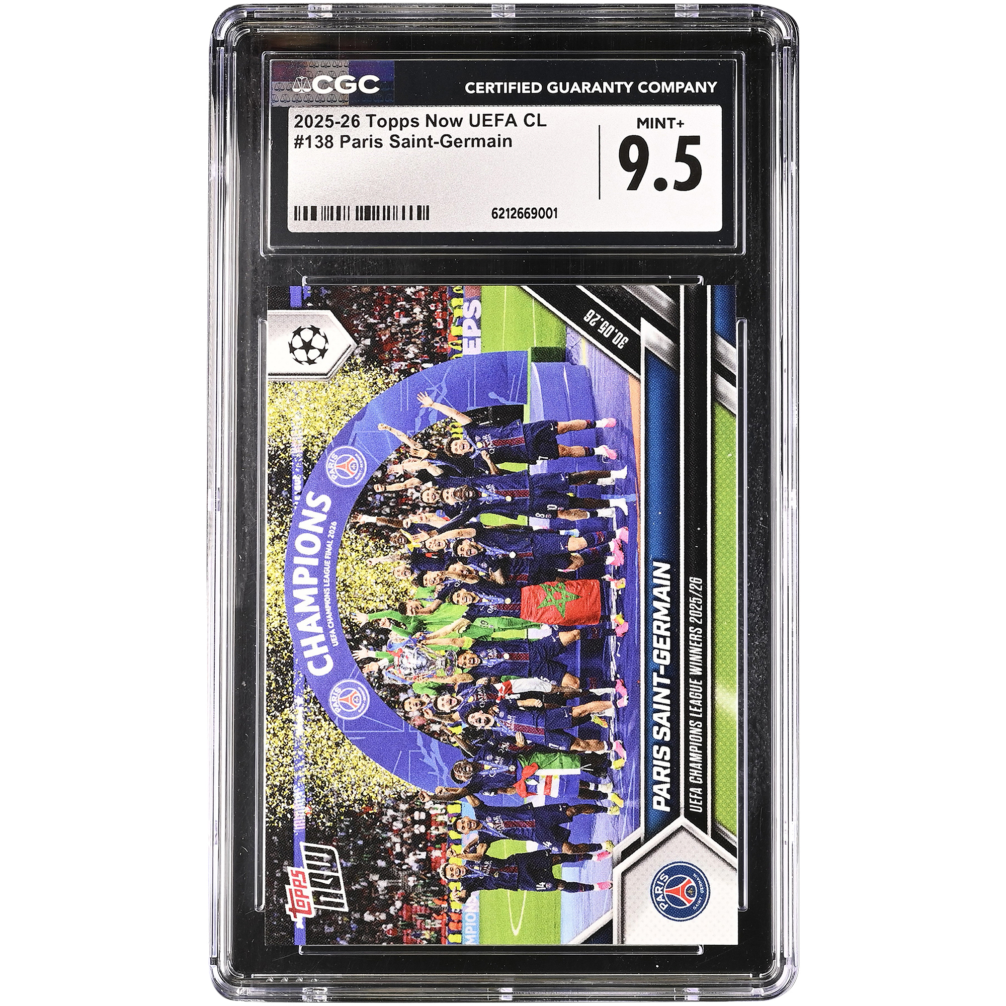 Paris Saint-Germain 2025-26 Topps Now UEFA CL UEFA Champions League Winners 2025/26 #138 CGC Authenticated MINT+ 9.5 Card