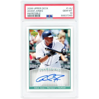 Adam Jones Seattle Mariners Autographed 2006 Upper Deck Inkredible #I-AJ PSA Authenticated 10 Card