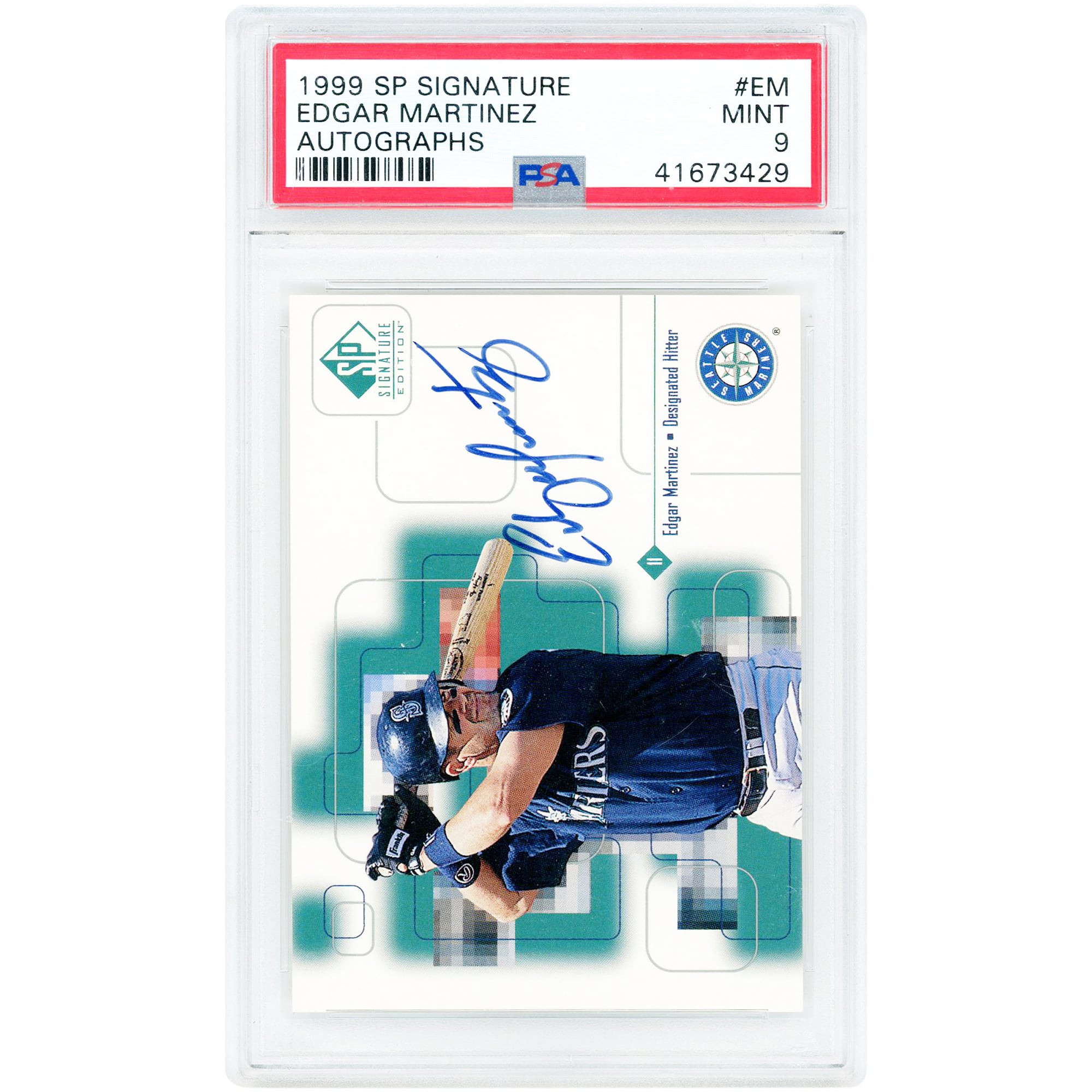 Edgar Martínez Seattle Mariners Autographed 1999 Upper Deck SP Signature Edition #EM PSA Authenticated 9 Card