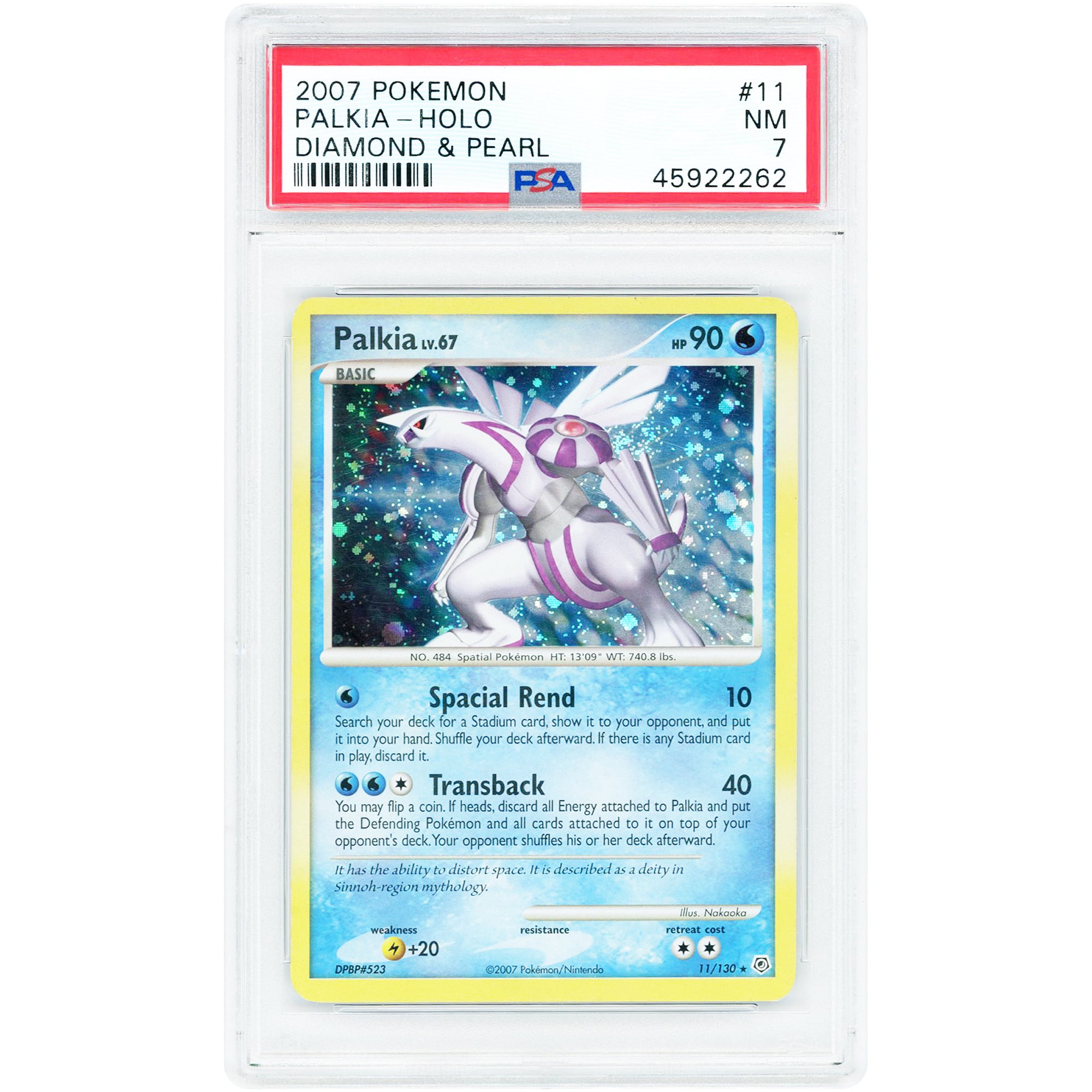Palkia 2007 Pokemon Diamond & Pearl Holo #11 PSA Authenticated 7 Card