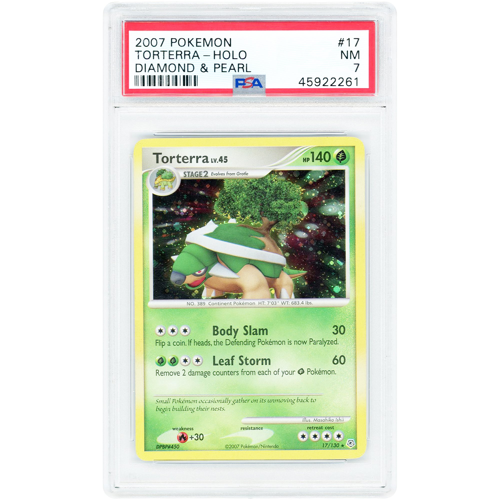 Torterra 2007 Pokemon Diamond & Pearl Holo #17 PSA Authenticated 7 Card