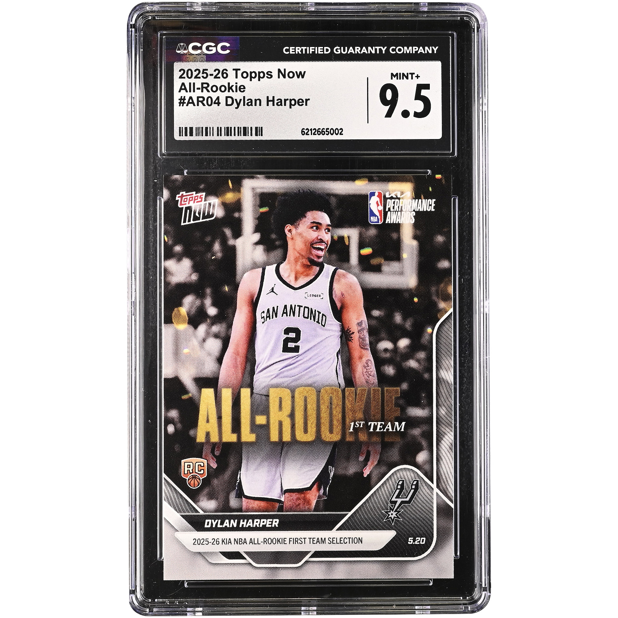Dylan Harper San Antonio Spurs 2025-26 Topps Now 2025-26 KIA NBA All-Rookie First Team Selection #AR04 CGC Authenticated MINT+ 9.5 Rookie Card