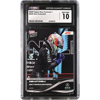 Kimi Antonelli Mercedes-AMG Petronas F1 Team 2026 Topps Now Formula 1 Makes it Four Wins in a Row in Montreal #29 CGC Authenticated GEM MINT 10 Card