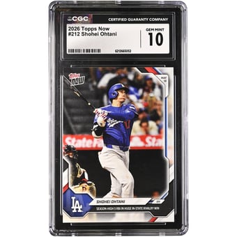 Shohei Ohtani Los Angeles Dodgers 2026 Topps Now Season-High 5 RBI in Huge in-state Rivalry Win #212 CGC Authenticated GEM MINT 10 Card