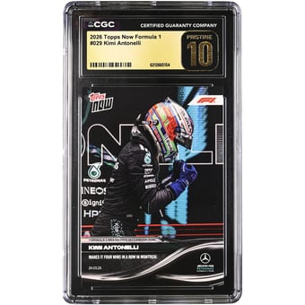 Kimi Antonelli Mercedes-AMG Petronas F1 Team 2026 Topps Now Formula 1 Makes it Four Wins in a Row in Montreal #29 CGC Authenticated PRISTINE 10 Card