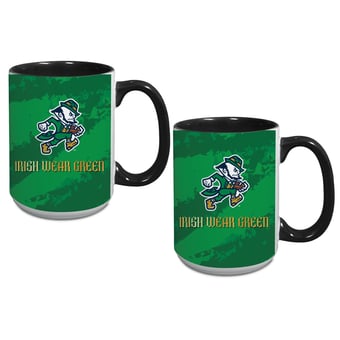 Notre Dame Fighting Irish Two-Piece Irish Wear Green Football Leprechaun 15oz. Ceramic Mug