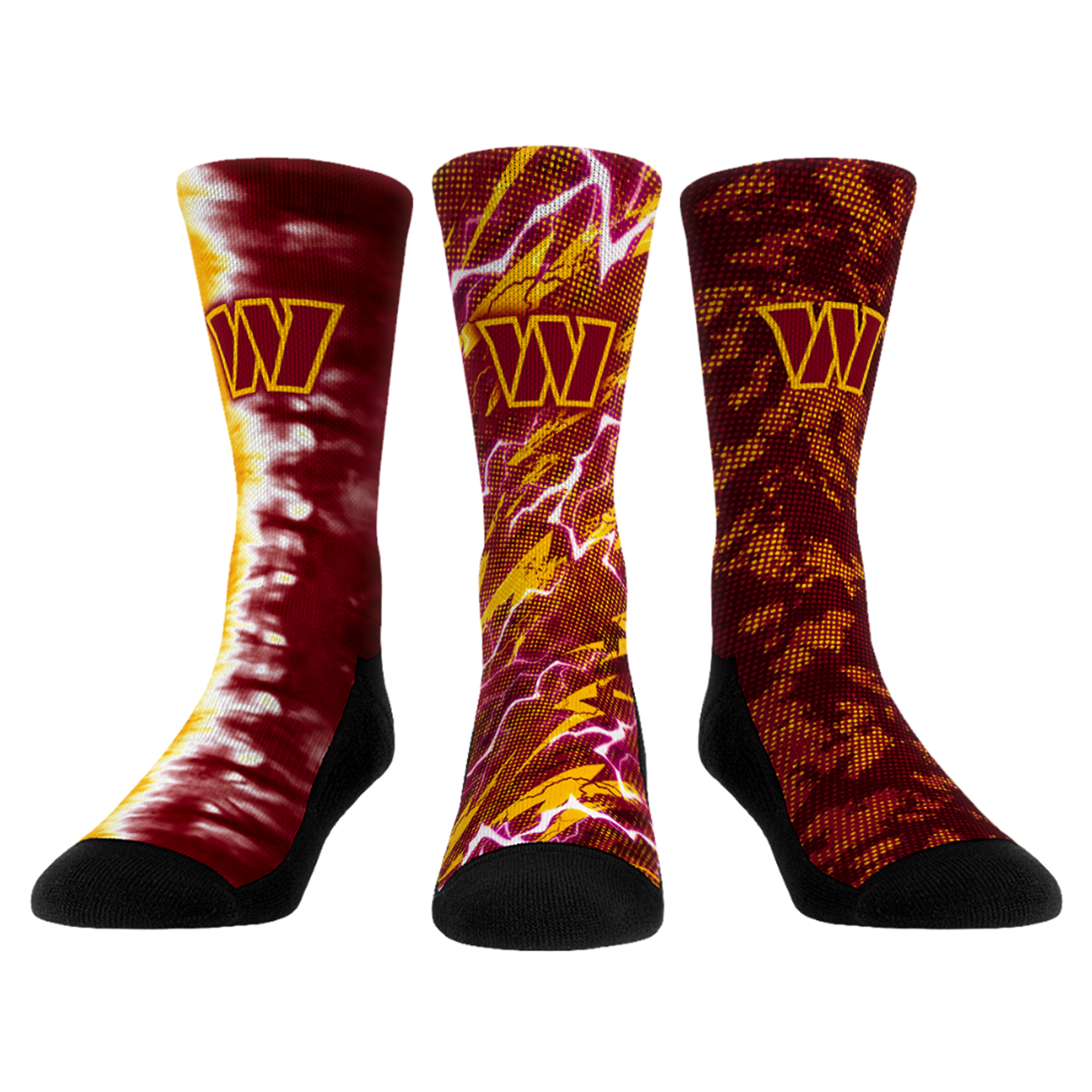 Unisex Rock Em Washington Commanders Team Tones Three-Pack Crew Socks