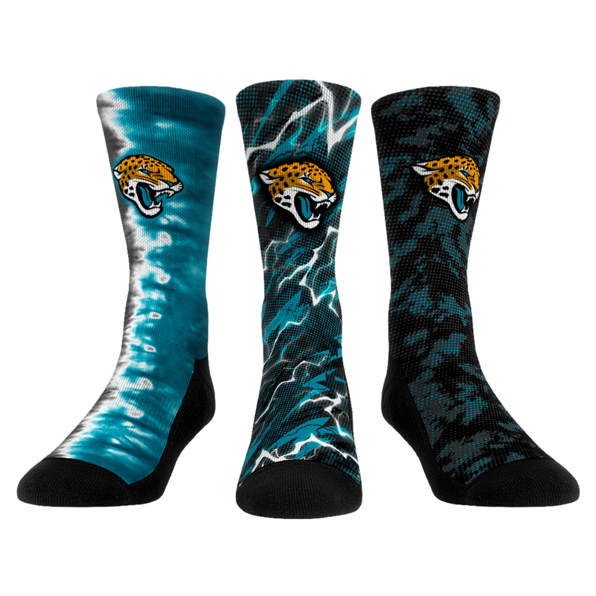Unisex Rock Em Jacksonville Jaguars Team Tones Three-Pack Crew Socks