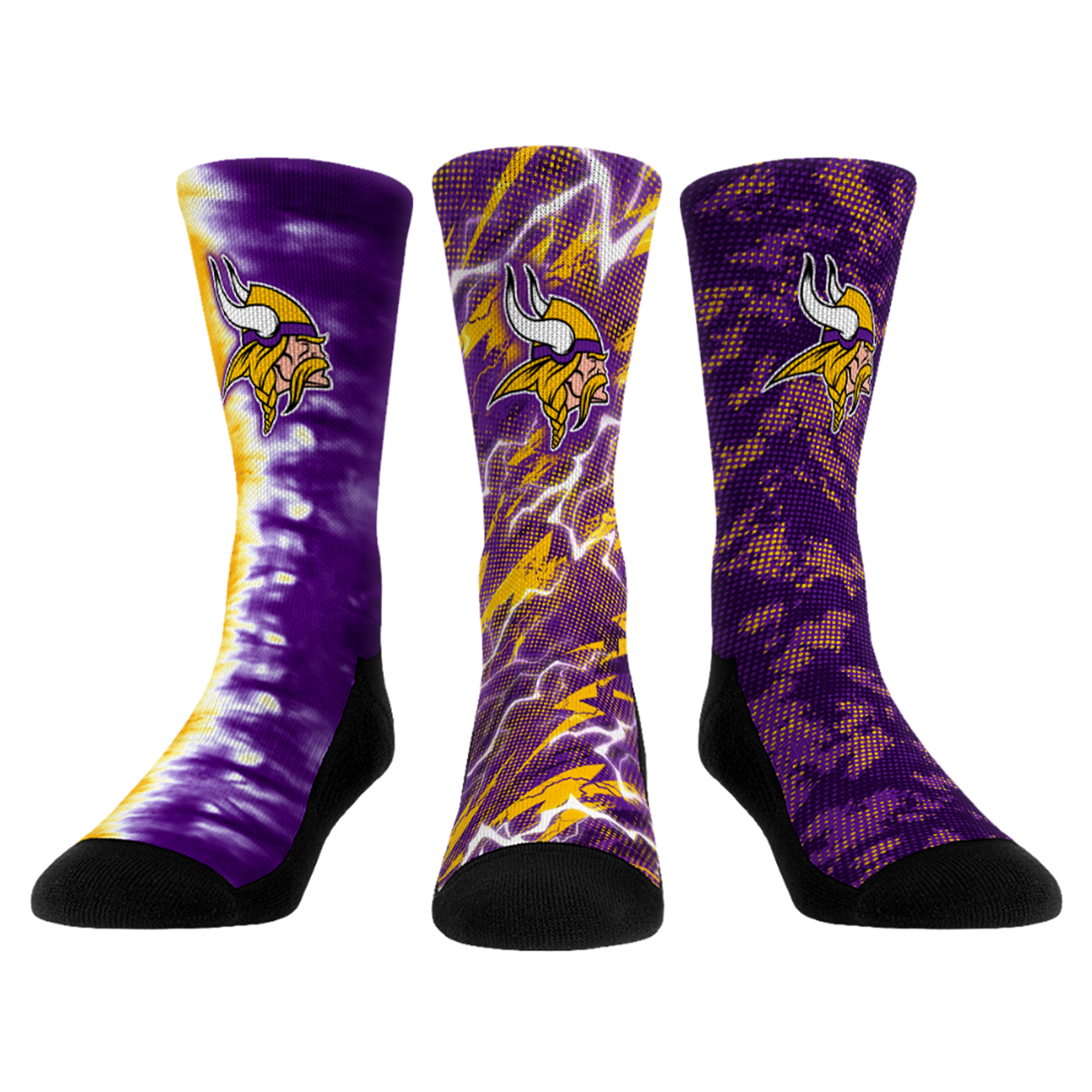 Unisex Rock Em Minnesota Vikings Team Tones Three-Pack Crew Socks