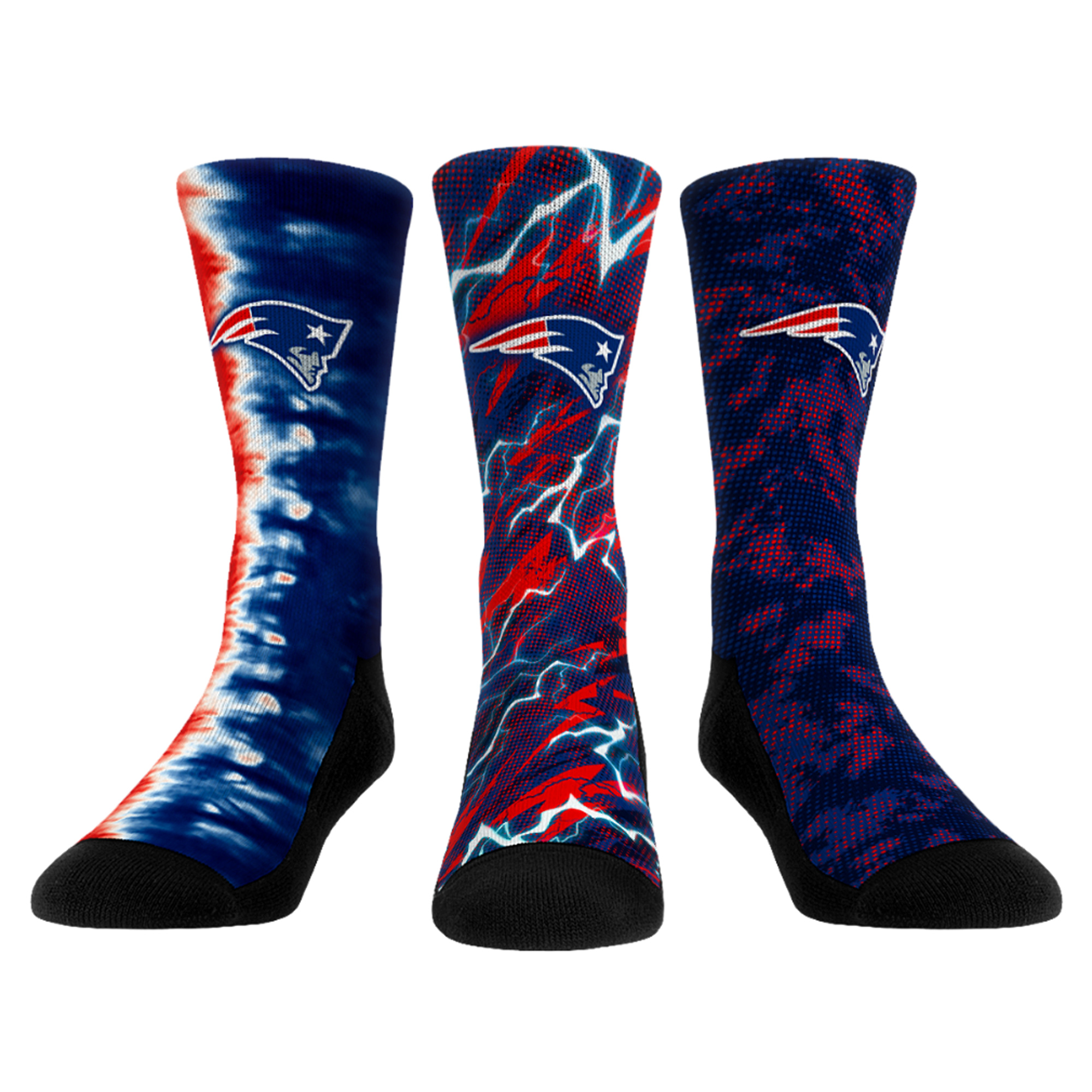 Unisex Rock Em New England Patriots Team Tones Three-Pack Crew Socks