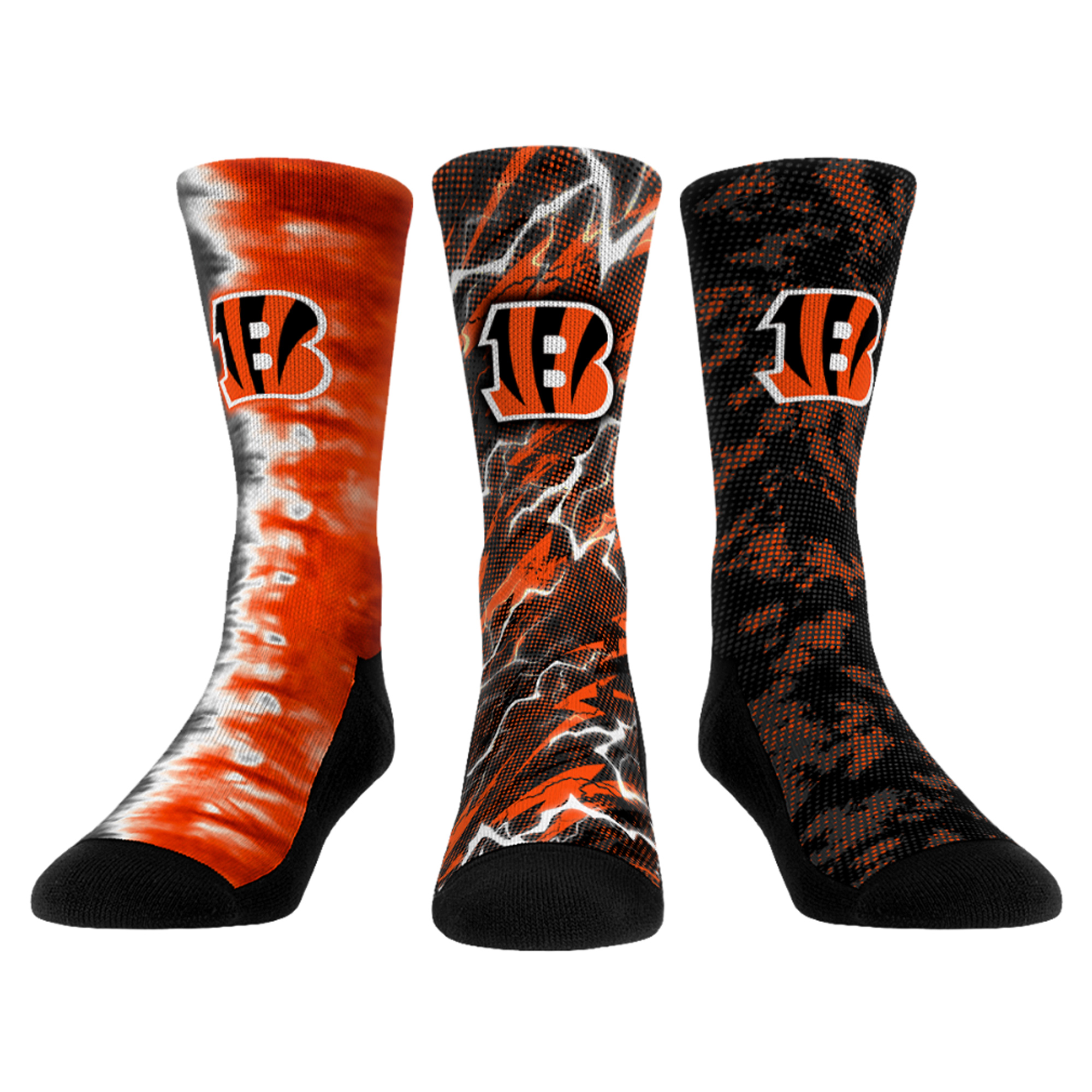 Unisex Rock Em Cincinnati Bengals Team Tones Three-Pack Crew Socks