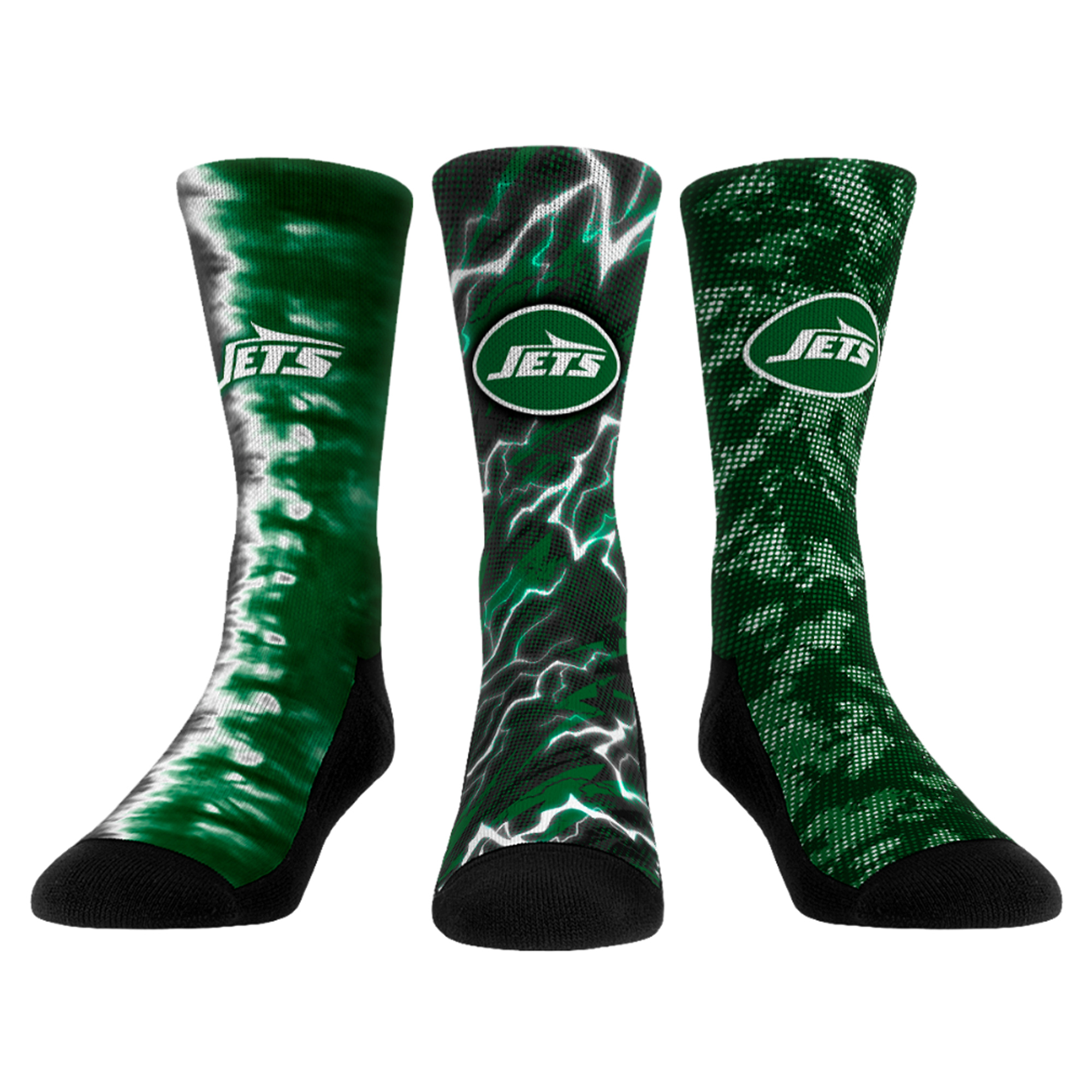 Unisex Rock Em New York Jets Team Tones Three-Pack Crew Socks