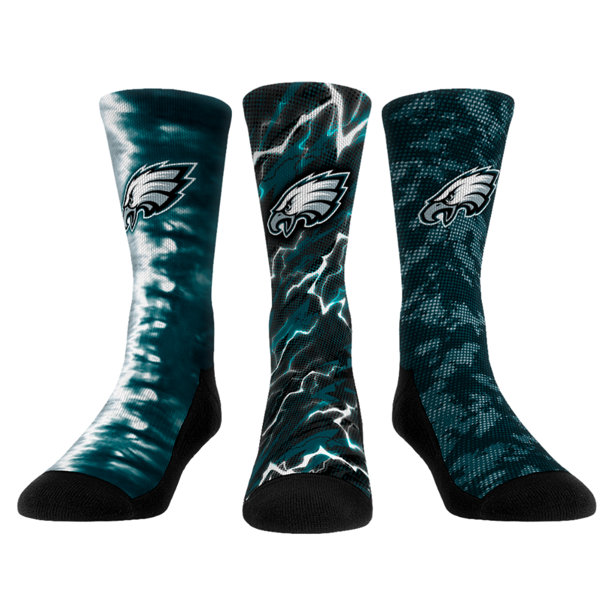 Unisex Rock Em Philadelphia Eagles Team Tones Three-Pack Crew Socks