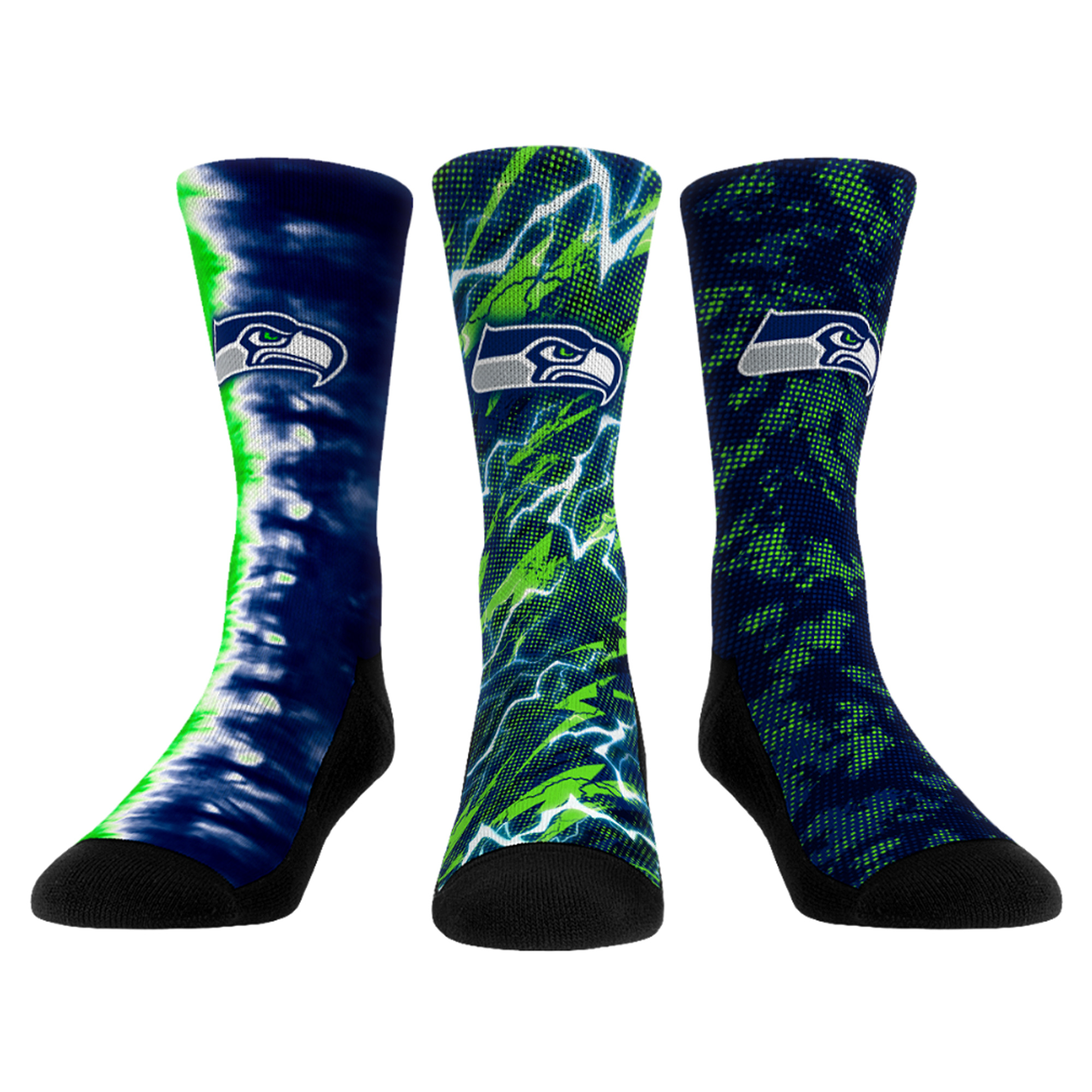 Unisex Rock Em Seattle Seahawks Team Tones Three-Pack Crew Socks