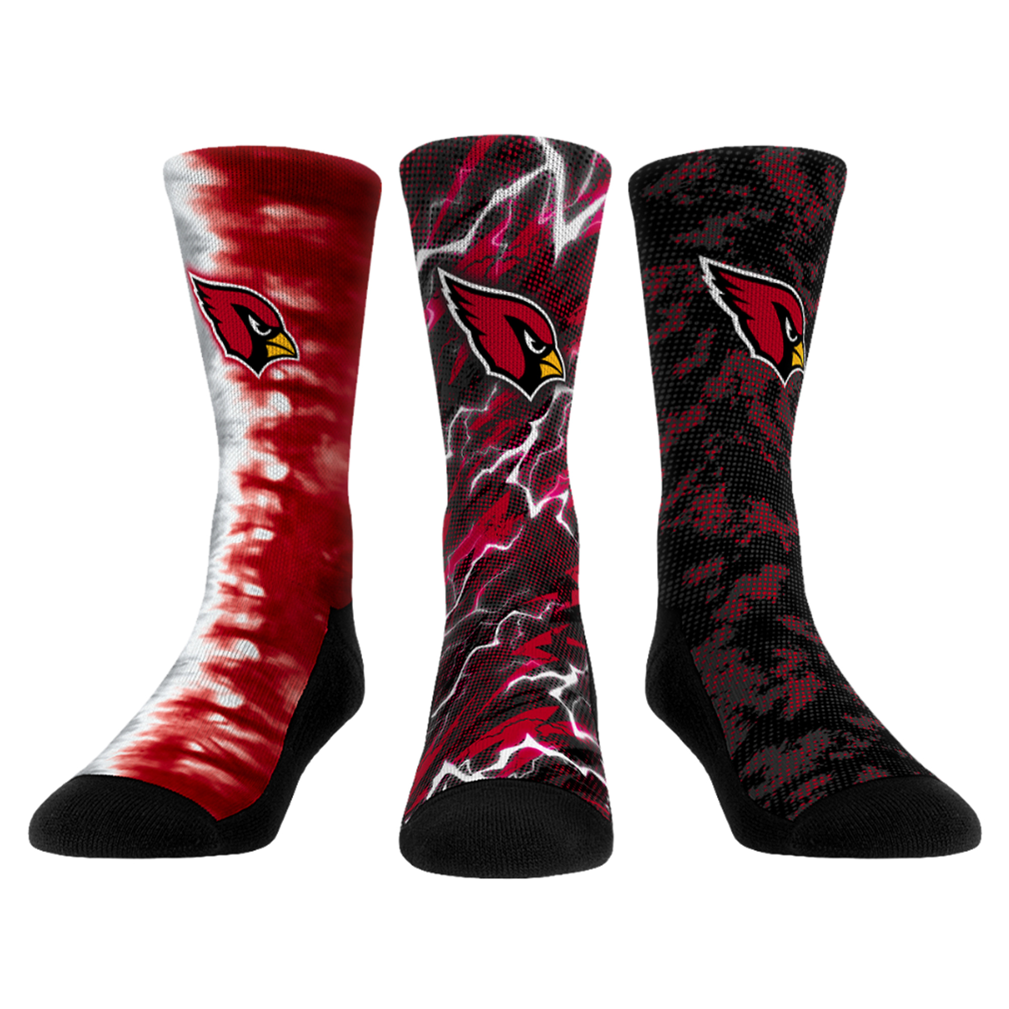 Unisex Rock Em Arizona Cardinals Team Tones Three-Pack Crew Socks