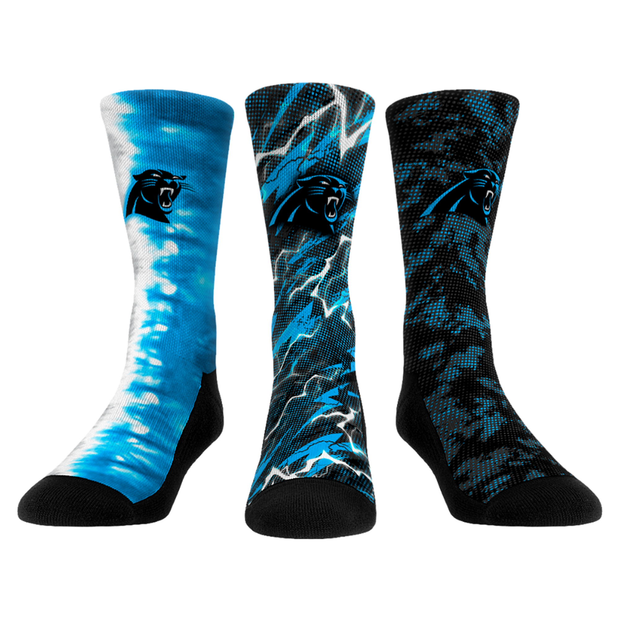 Unisex Rock Em Carolina Panthers Team Tones Three-Pack Crew Socks