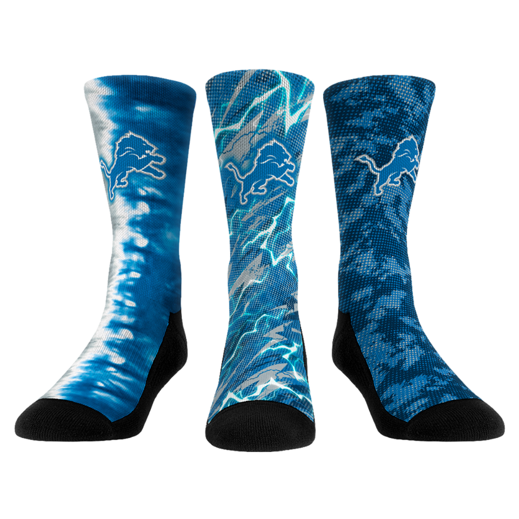 Unisex Rock Em Detroit Lions Team Tones Three-Pack Crew Socks