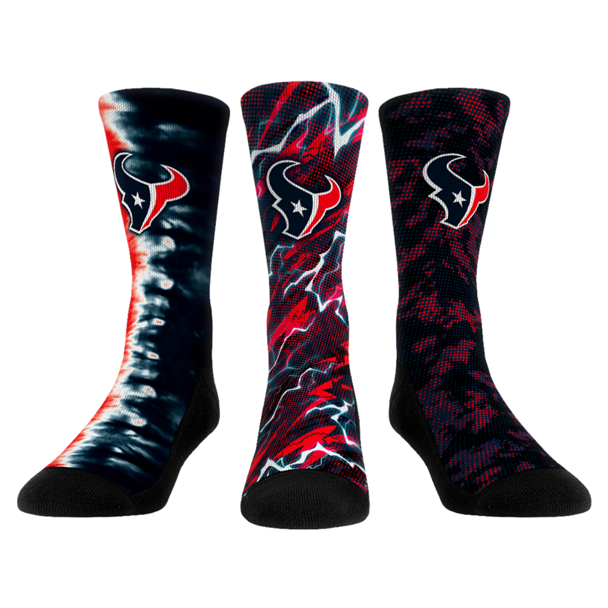 Unisex Rock Em Houston Texans Team Tones Three-Pack Crew Socks