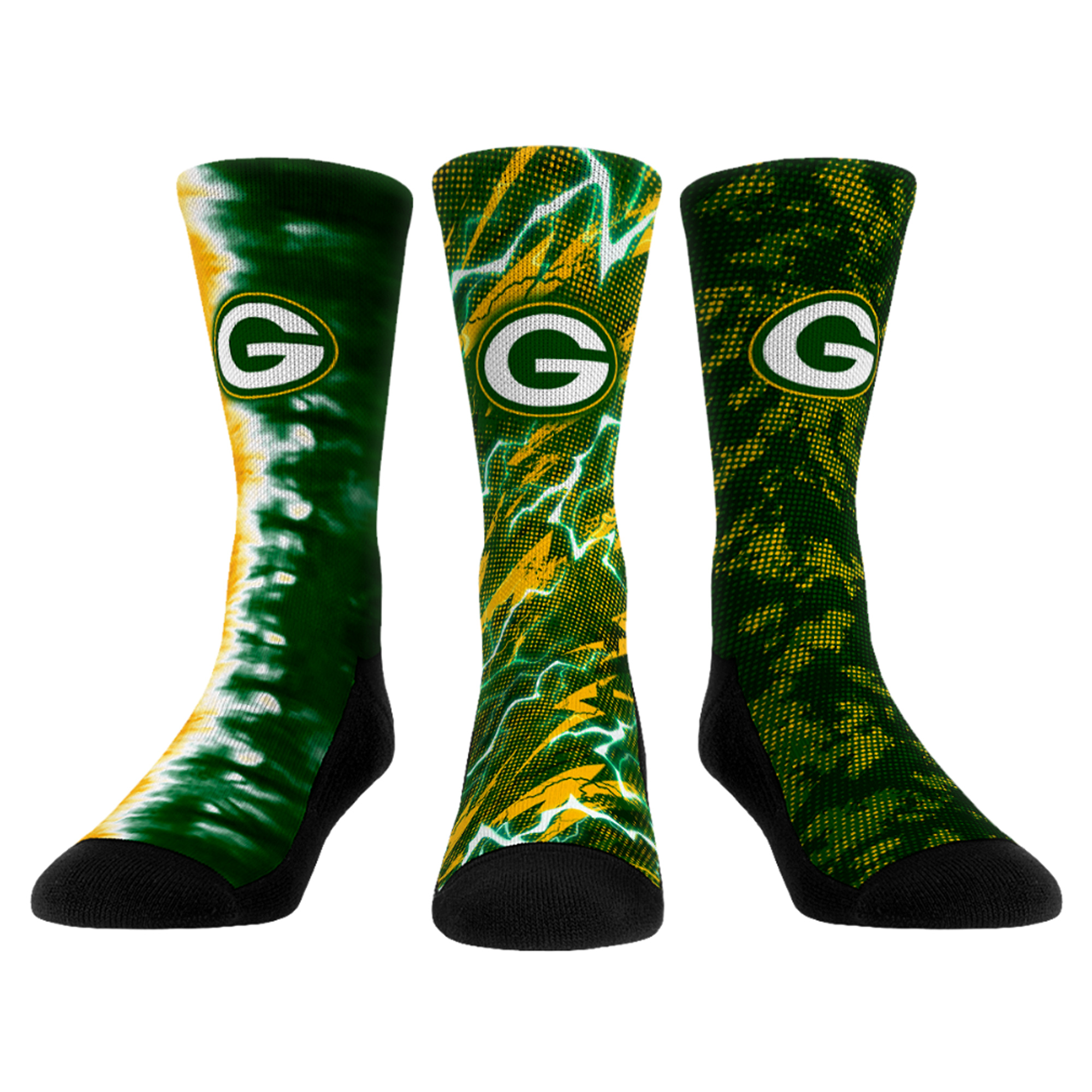 Unisex Rock Em Green Bay Packers Team Tones Three-Pack Crew Socks