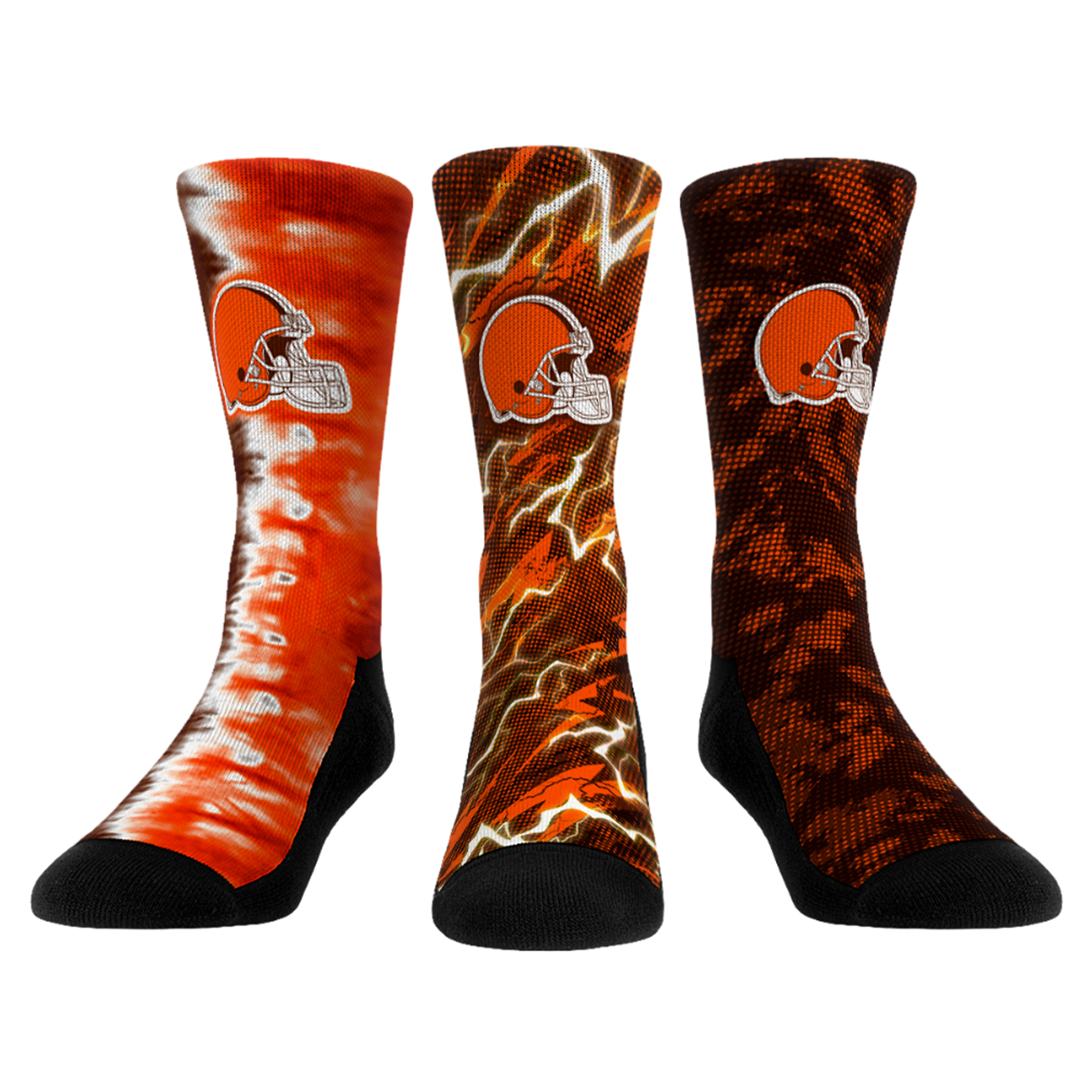 Unisex Rock Em Cleveland Browns Team Tones Three-Pack Crew Socks