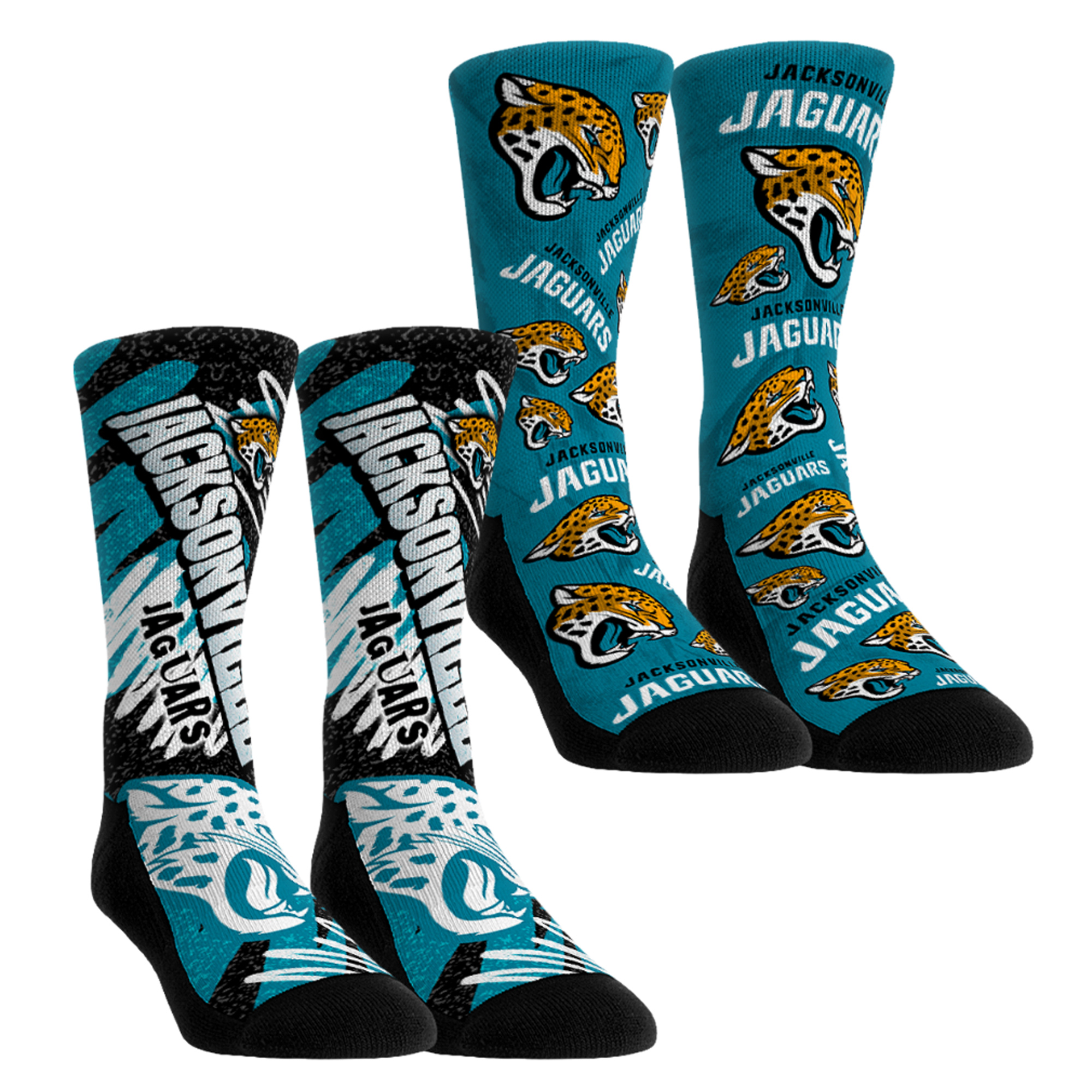 Unisex Rock Em Jacksonville Jaguars Team Blast Two-Pack Crew Socks
