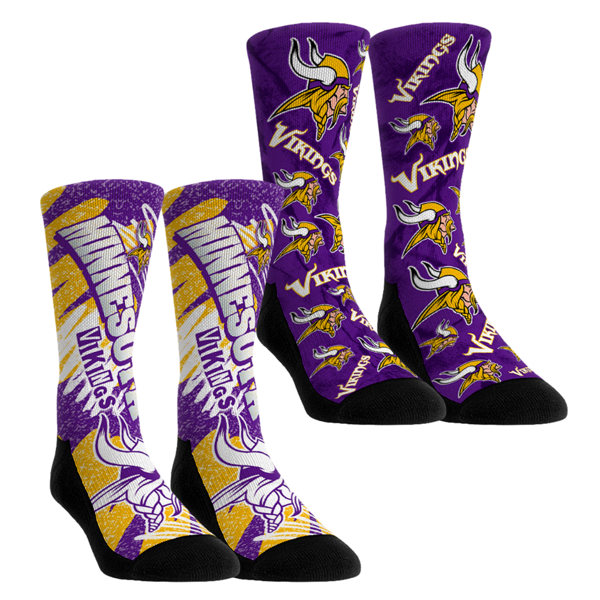 Unisex Rock Em Minnesota Vikings Team Blast Two-Pack Crew Socks