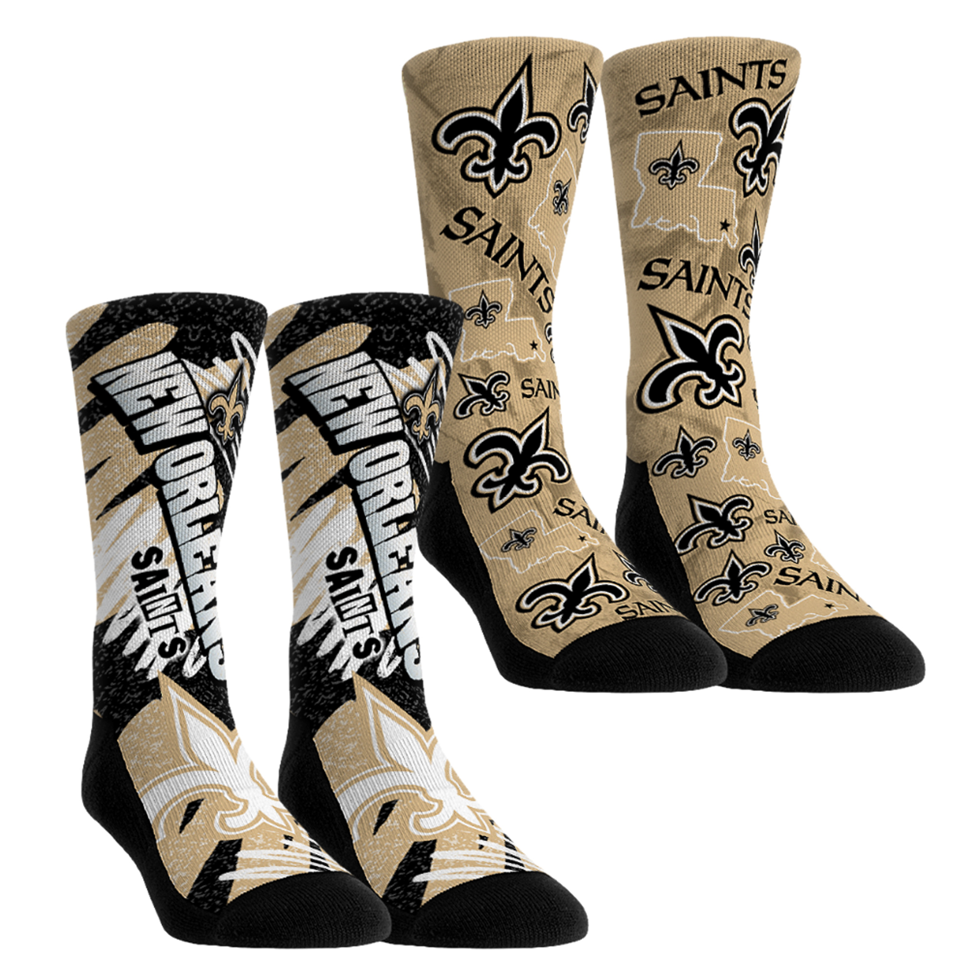 Unisex Rock Em New Orleans Saints Team Blast Two-Pack Crew Socks