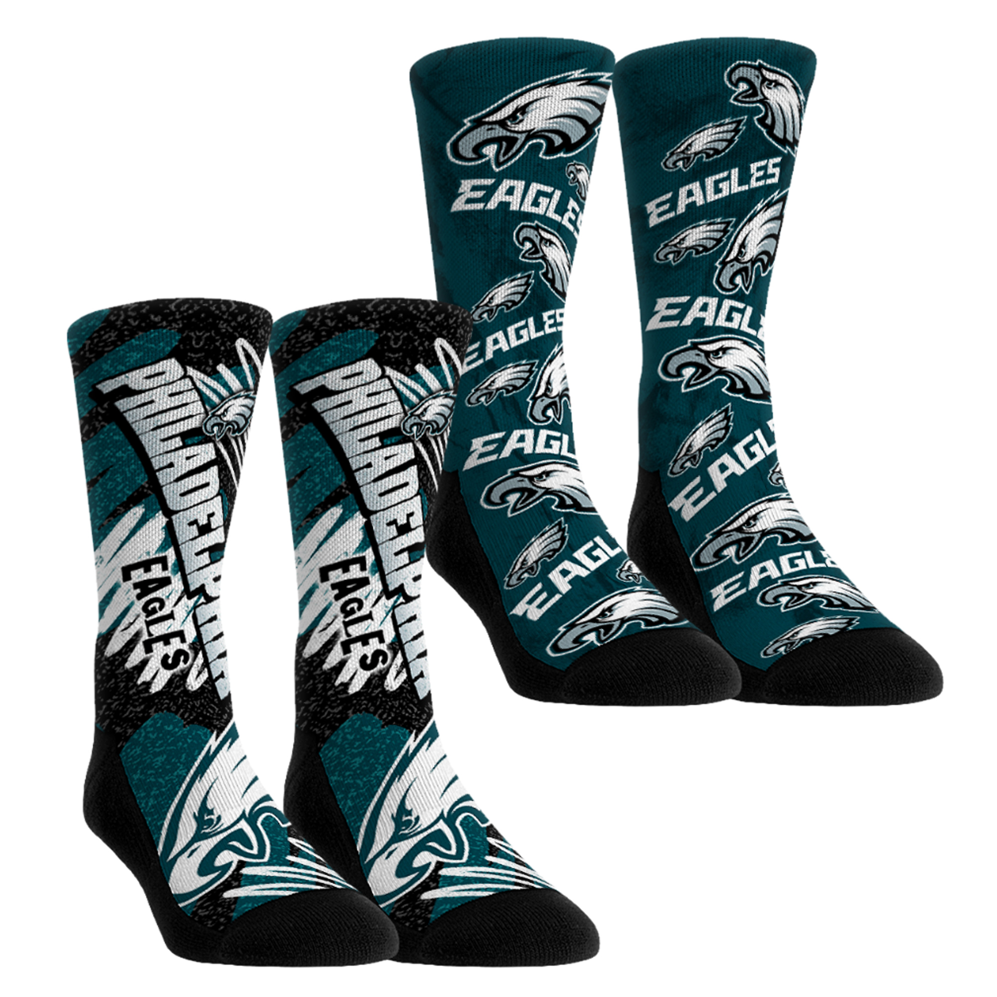 Unisex Rock Em Philadelphia Eagles Team Blast Two-Pack Crew Socks