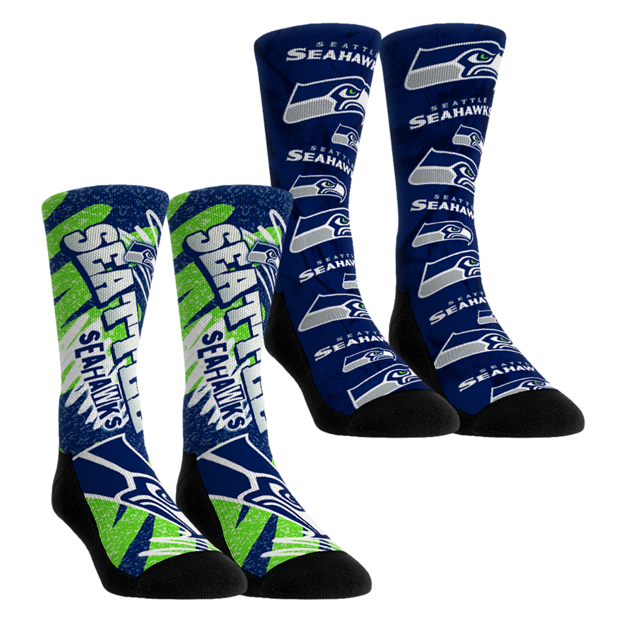 Unisex Rock Em Seattle Seahawks Team Blast Two-Pack Crew Socks