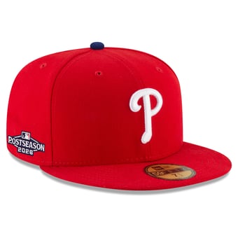 Men's New Era Red Philadelphia Phillies 2026 MLB Postseason Side Patch 59FIFTY Fitted Hat