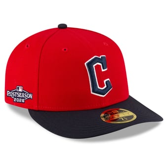 Men's New Era Red/Navy Cleveland Guardians 2026 MLB Postseason Side Patch Low Profile 59FIFTY Fitted Hat