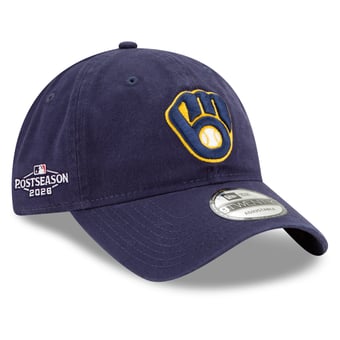 Men's New Era Navy Milwaukee Brewers 2026 MLB Postseason Side Patch 9TWENTY Adjustable Hat