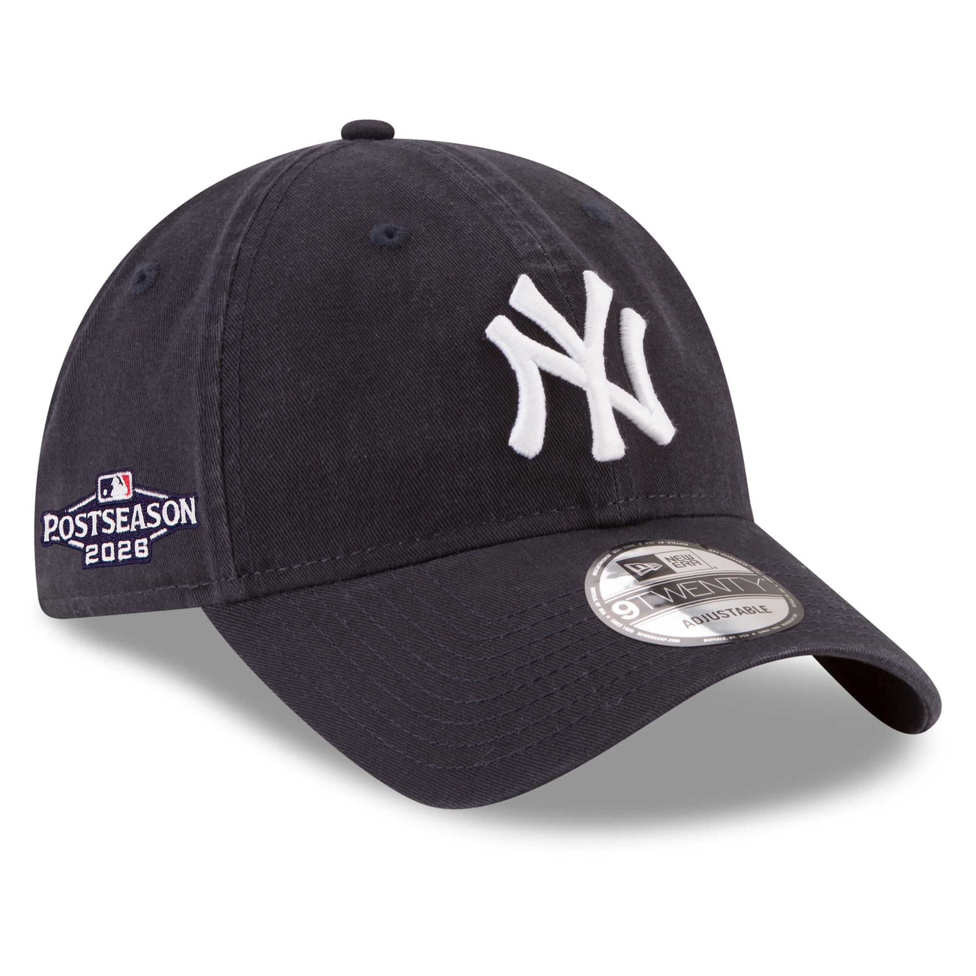 Men's New Era Navy New York Yankees 2026 MLB Postseason Side Patch 9TWENTY Adjustable Hat