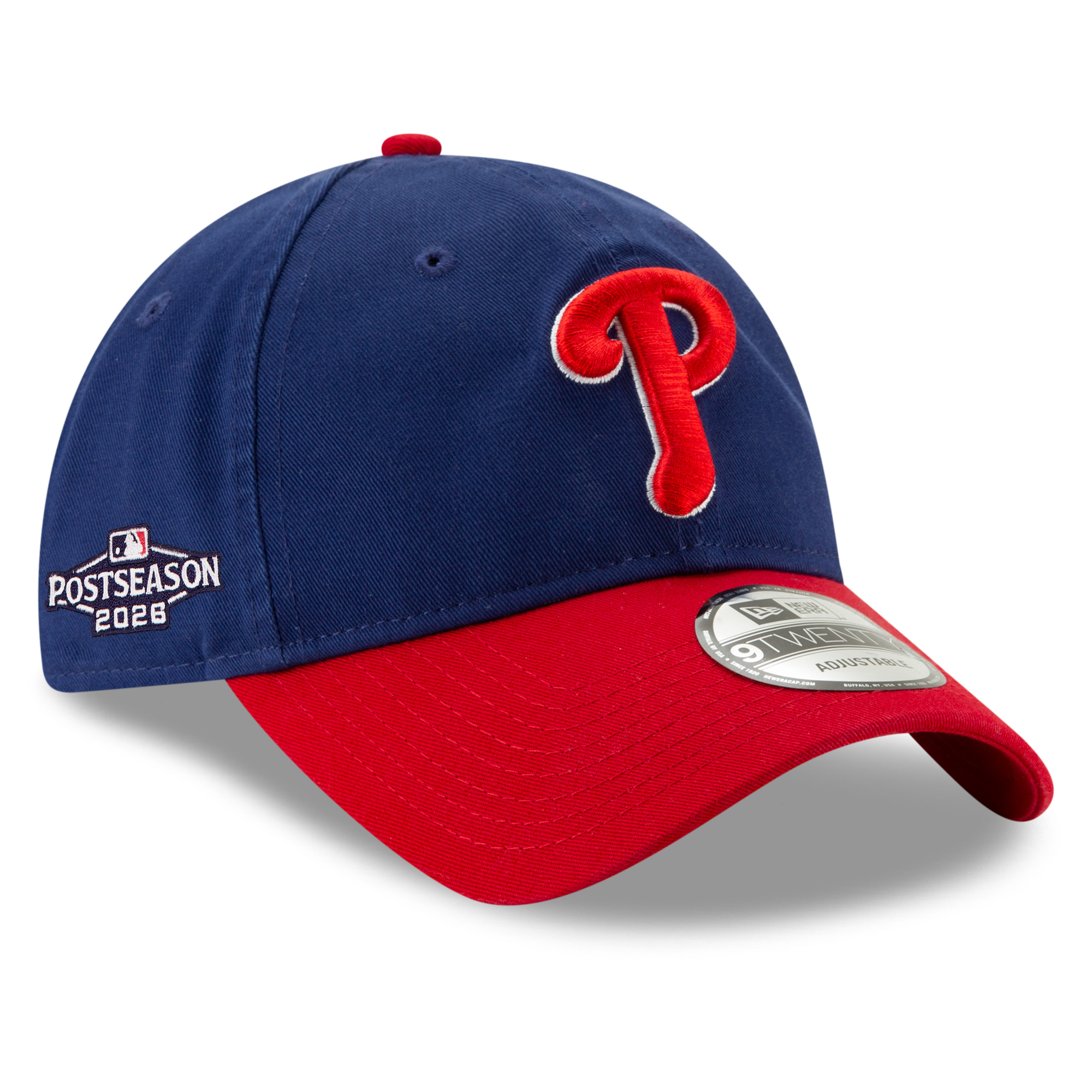 Men's New Era Royal/Red Philadelphia Phillies 2026 MLB Postseason Side Patch 9TWENTY Adjustable Hat