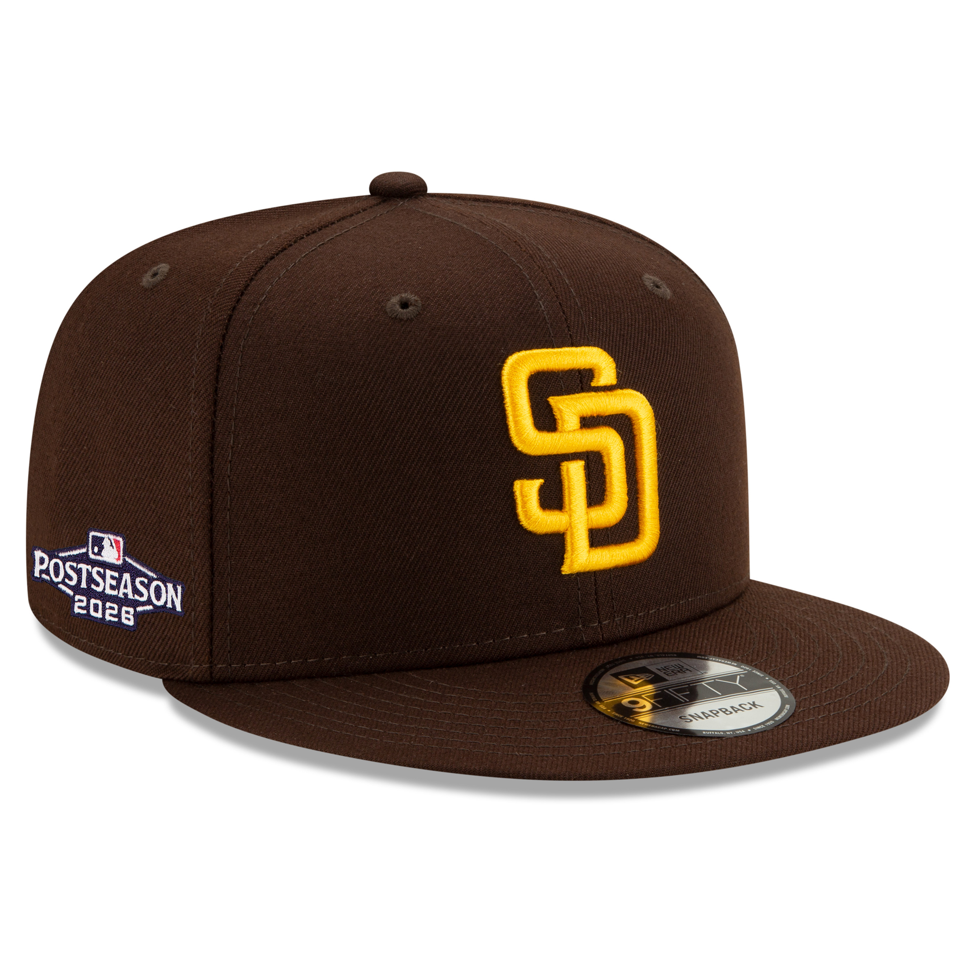 Men's New Era Brown San Diego Padres 2026 MLB Postseason Side Patch 9FIFTY Snapback Hat