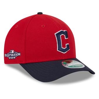 Men's New Era Red/Navy Cleveland Guardians 2026 MLB Postseason Side Patch 9FORTY Adjustable Hat