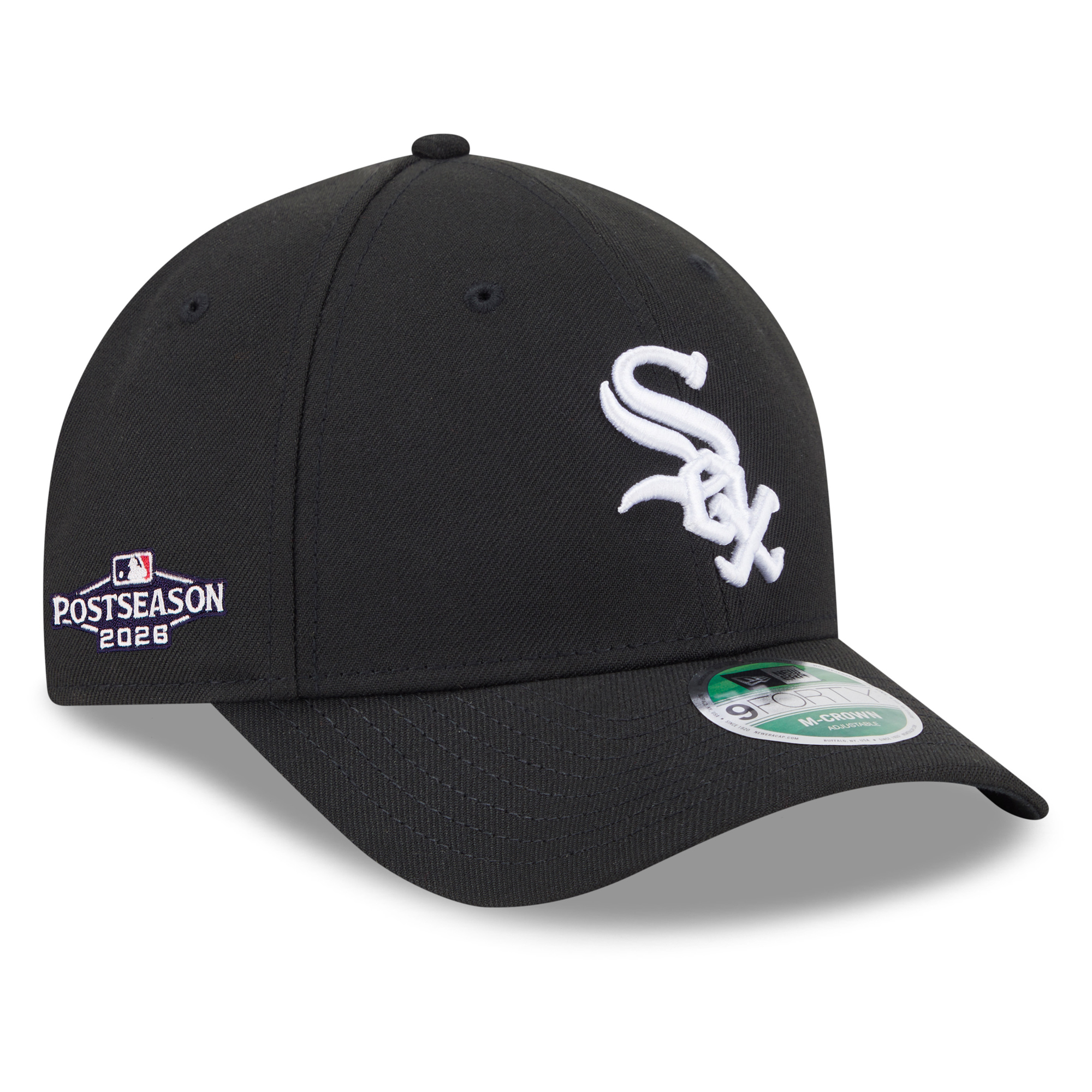 Men's New Era Black Chicago White Sox 2026 MLB Postseason Side Patch 9FORTY Adjustable Hat