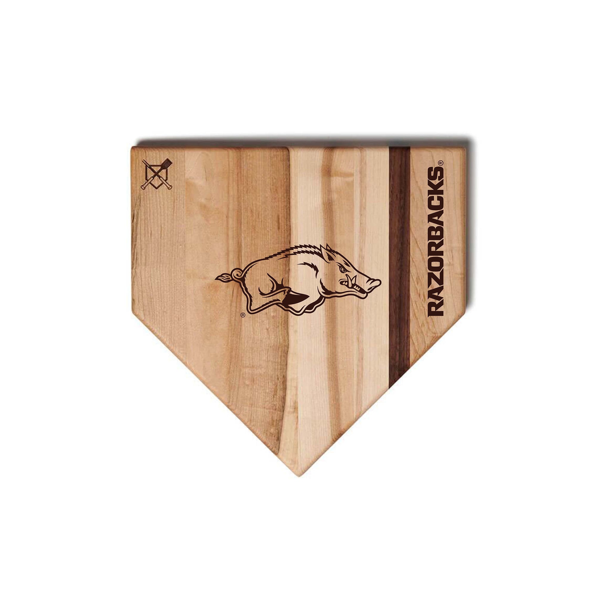 Jardine Arkansas Razorbacks Baseball BBQ 12" x 12" Home Plate Cutting Board