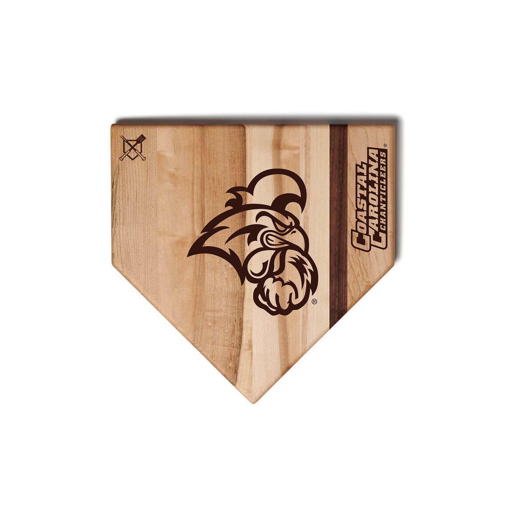 Jardine Coastal Carolina Chanticleers Baseball BBQ 12" x 12" Home Plate Cutting Board