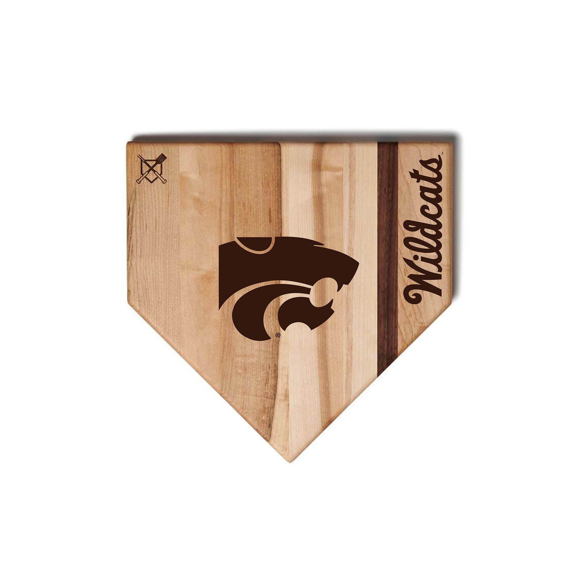 Jardine Kansas State Wildcats Baseball BBQ 12" x 12" Home Plate Cutting Board