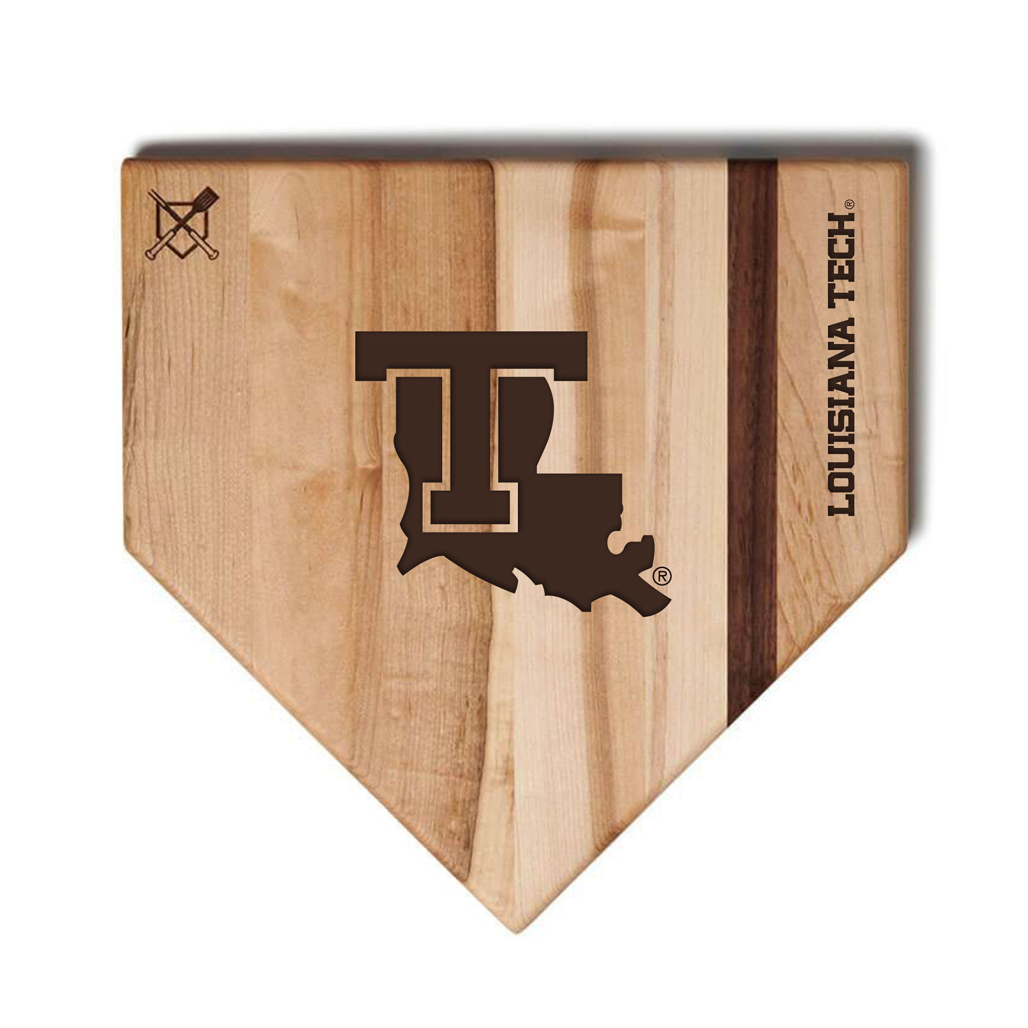 Jardine Louisiana Tech Bulldogs Baseball BBQ 12" x 12" Home Plate Cutting Board