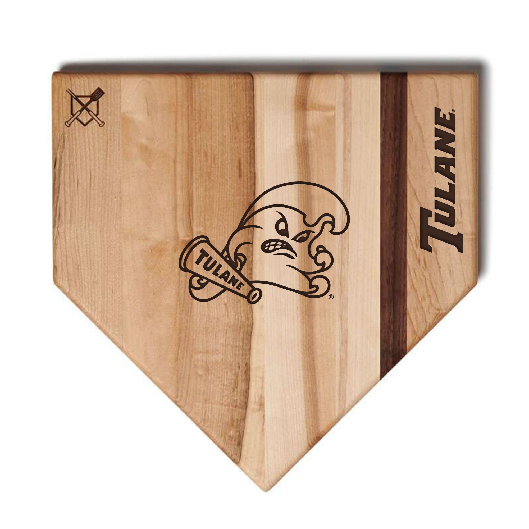 Jardine Tulane Green Wave Baseball BBQ 12" x 12" Home Plate Cutting Board