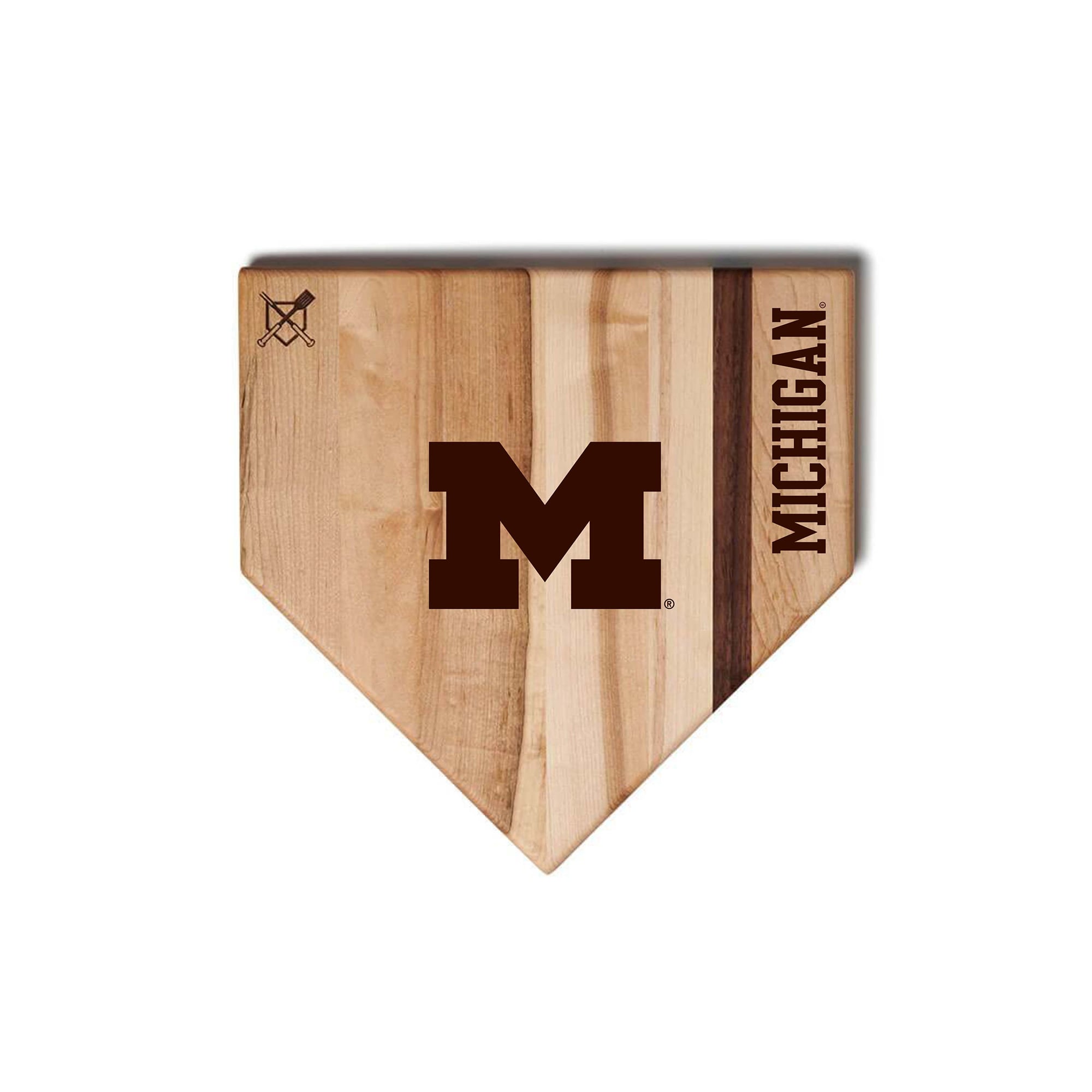 Jardine Michigan Wolverines Baseball BBQ 12" x 12" Home Plate Cutting Board